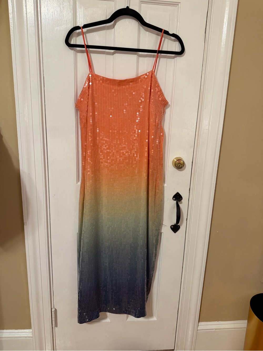 Veronica Beard Leda Sequined Ombre Slip Dress in Coral to Navy